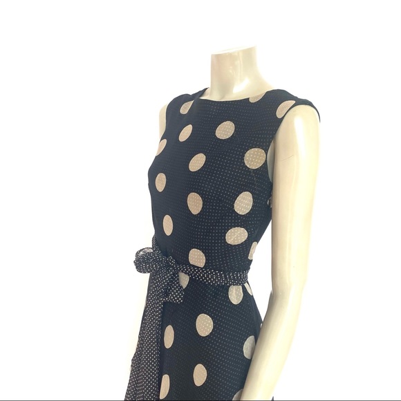 SARA CAMPBELL VINTAGE POLKADOT SILK CHIFFON DRESS - Picture 4 of 15